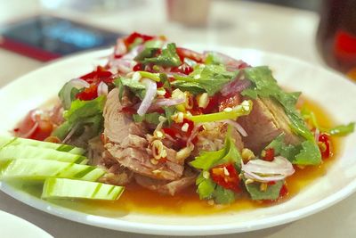 Close-up of meal served in bowl