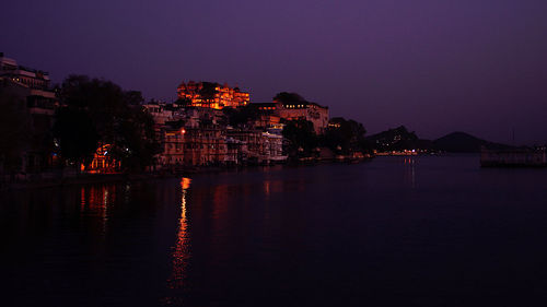 Illuminated city at night