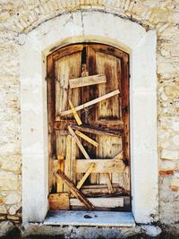 Closed door of abandoned building