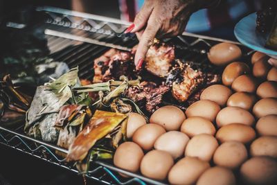 High angle view of food at market