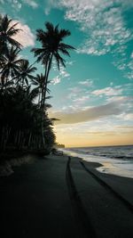 Scenic view of sea against sky at sunset