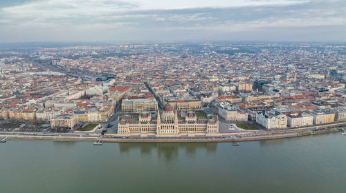 The best of budapest aerial view of hungarian parliament building and danube river in cityscape