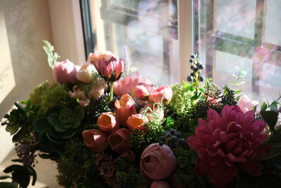 Close-up of pink flowering plants