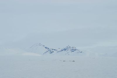 Scenic view of snow covered mountain against sky