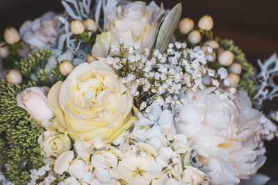 Close-up of white rose bouquet