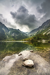 Scenic view of lake against sky