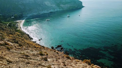 High angle view of sea shore