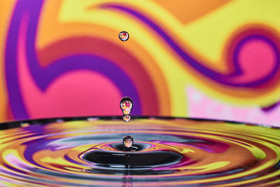 Close-up of drop falling in water