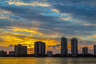 View of city at sunset