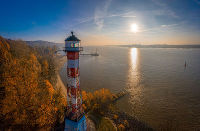 The elbe in hamburg with a lighthouse