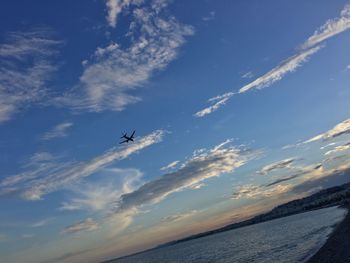 Low angle view of airplane flying in sky