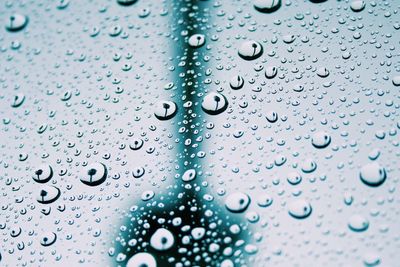 Close-up of water drops on glass