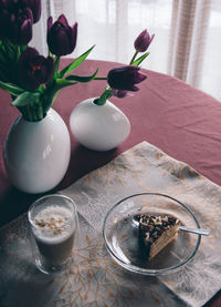 Close-up of flowers in plate on table