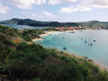 Scenic view of sea against cloudy sky