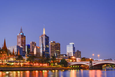 City lit up at night