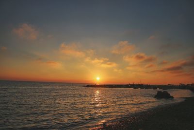 Scenic view of sunset over sea