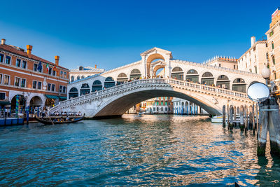 Beautiful view of world famous canal grande and rialto bridge