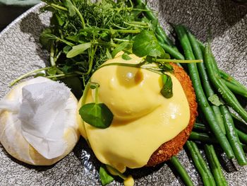 High angle view of food on table