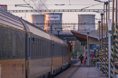 Train on railroad station