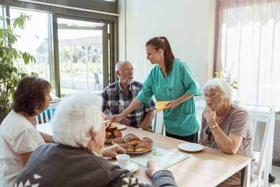 People sitting on table