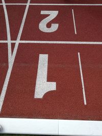 High angle view of arrow sign