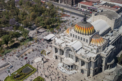 High angle view of buildings in city