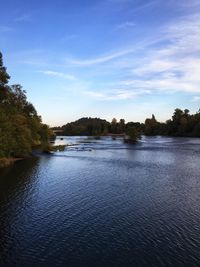 Scenic shot of calm countryside lake against sky