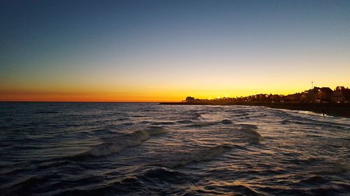 Scenic view of sea at sunset