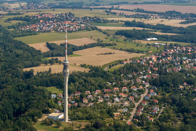 High angle view of townscape/ fernsehturm dresden / tv tower dresden 