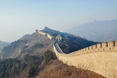 Low angle view of great wall of china