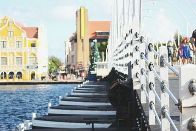 Close-up of bicycles in row