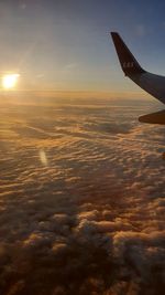 Aerial view of cloudscape against sky during sunset