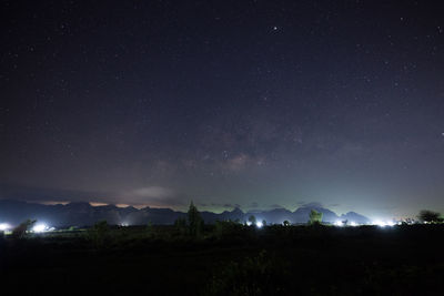 Scenic view of illuminated star field against sky at night