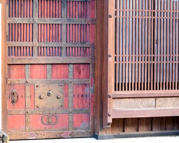 Closed door of old building