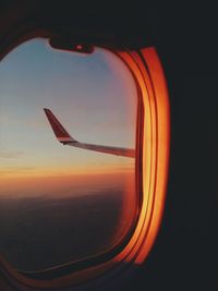 View of sky seen through airplane window