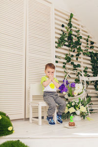 Portrait of cute boy looking at camera