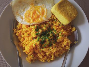 High angle view of breakfast on plate