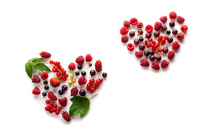 High angle view of fruits against white background