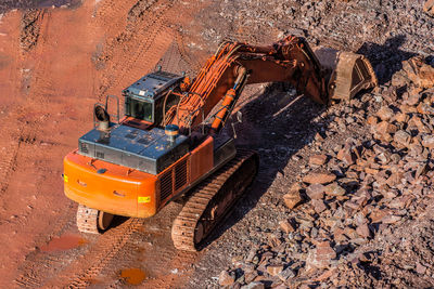 High angle view of excavator 