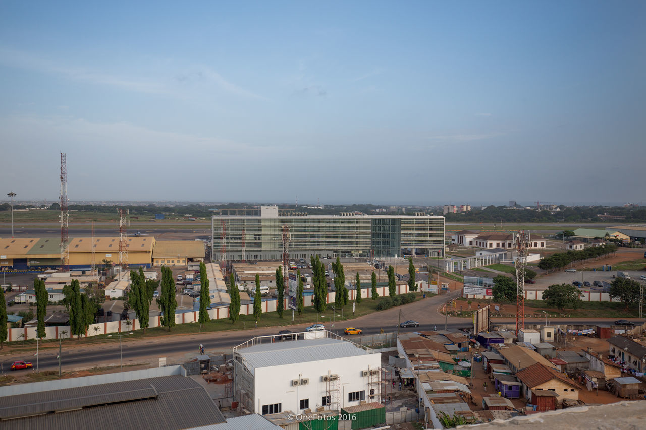 HIGH ANGLE VIEW OF CITY BUILDINGS AGAINST SKY