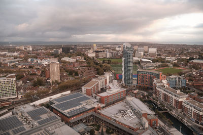 Portsmouth, united kingdom. aerial view of gunwharf keys designer outlet and the city centre