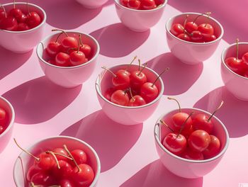 High angle view of tomatoes on table