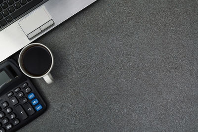 Directly above shot of coffee cup on table