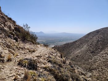 Scenic view of mountains against clear sky