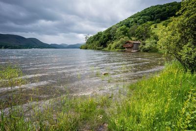 Scenic view of landscape against cloudy sky