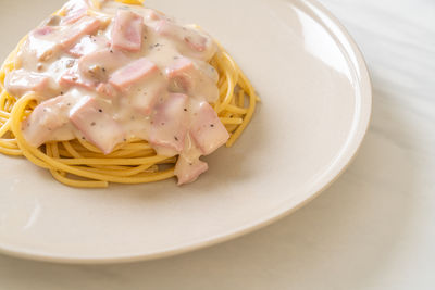 Close-up of food in plate on table