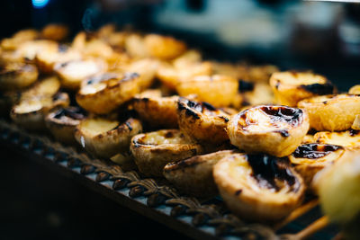 Close-up of portuguese natas cake