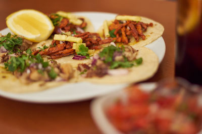 Close-up of meal served in plate