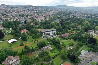 High angle view of townscape