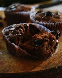 Close-up of cupcakes on table